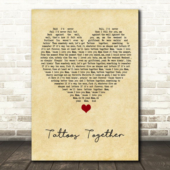 Lauv Tattoos Together Vintage Heart Song Lyric Wall Art Print