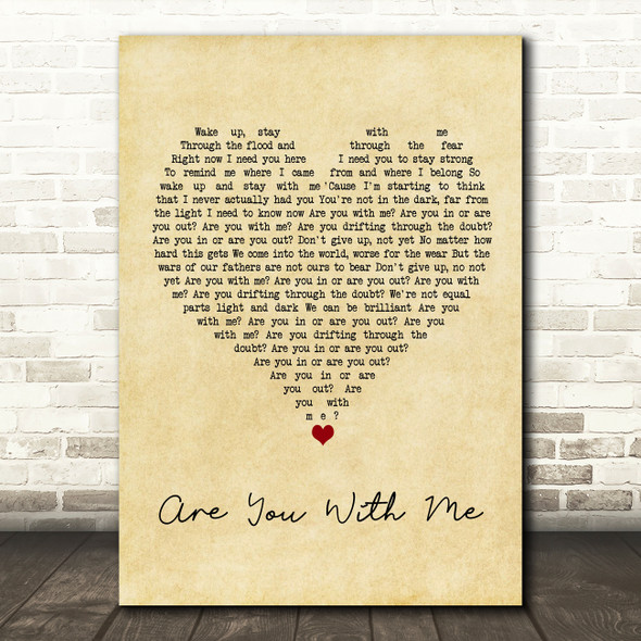 Nilu Are You With Me Vintage Heart Song Lyric Wall Art Print