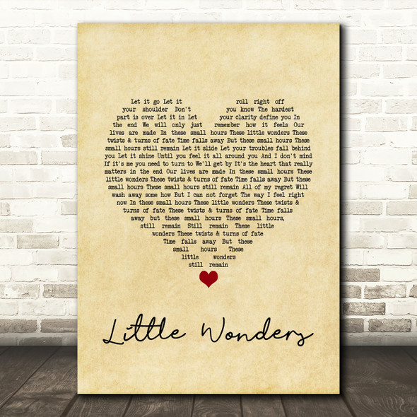 Rob Thomas Little Wonders Vintage Heart Song Lyric Wall Art Print