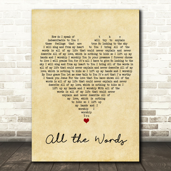 Kutless All the Words Vintage Heart Song Lyric Wall Art Print