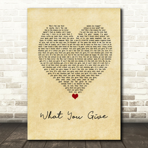 Tesla What You Give Vintage Heart Song Lyric Wall Art Print