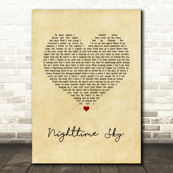 Tiger Army Nighttime Sky Vintage Heart Song Lyric Wall Art Print