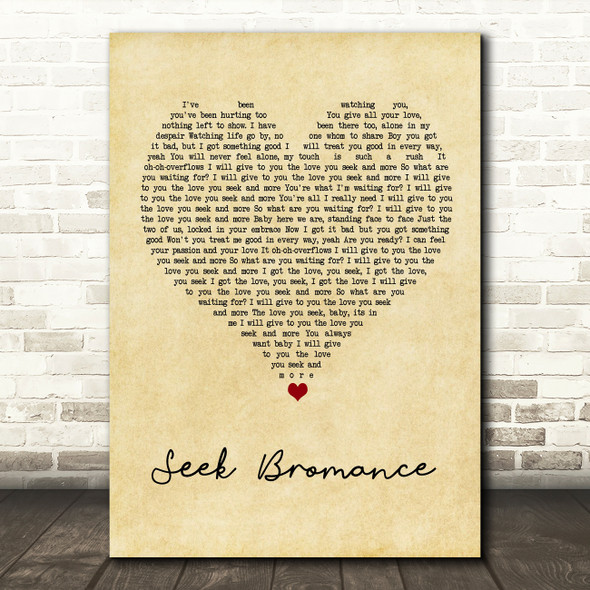 Tim Berg Seek Bromance Vintage Heart Song Lyric Wall Art Print