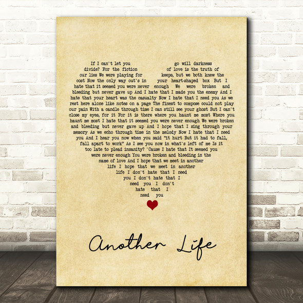 Motionless In White Another Life Vintage Heart Song Lyric Wall Art Print