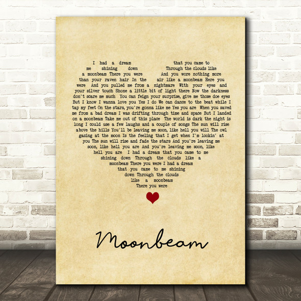 Lord Huron Moonbeam Vintage Heart Song Lyric Wall Art Print