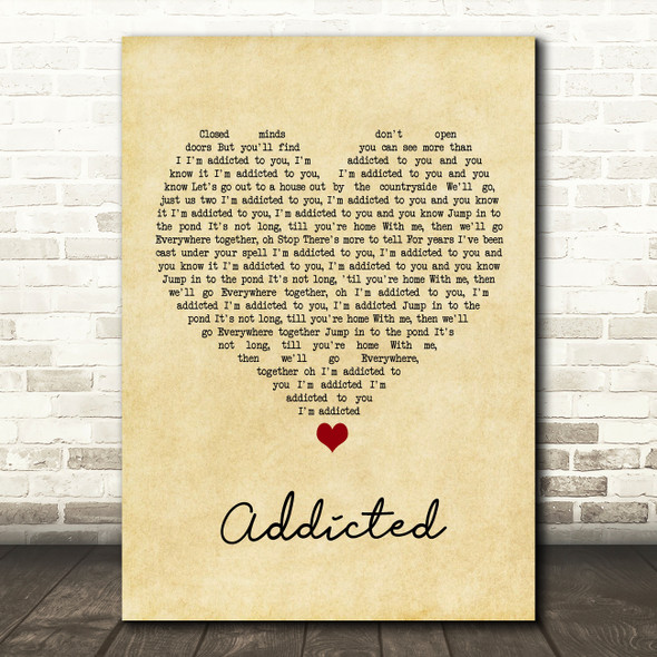 The Night Café Addicted Vintage Heart Song Lyric Wall Art Print