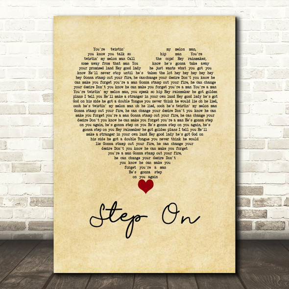 Happy Mondays Step On Vintage Heart Song Lyric Wall Art Print