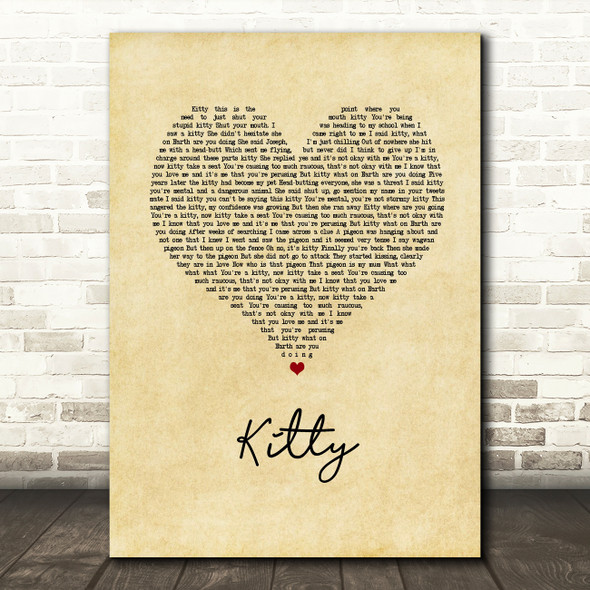 Joe Weller Kitty Vintage Heart Song Lyric Wall Art Print