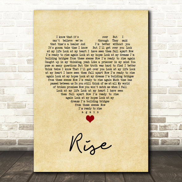 Gabrielle Rise Vintage Heart Song Lyric Wall Art Print