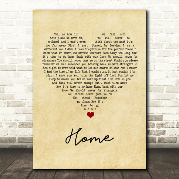 Will Young Home Vintage Heart Song Lyric Wall Art Print