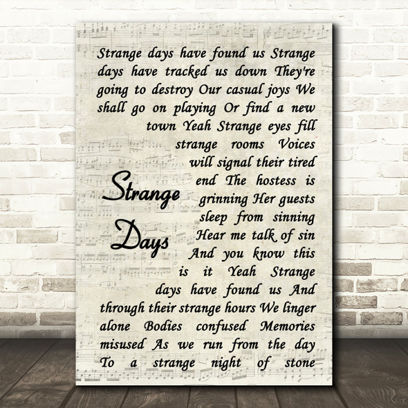 The Doors Strange Days Vintage Script Song Lyric Wall Art Print