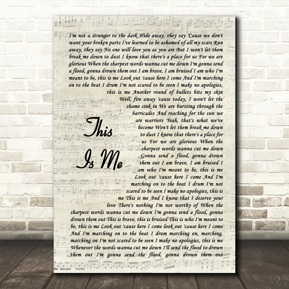 Keala Settle This Is Me Vintage Script Song Lyric Wall Art Print