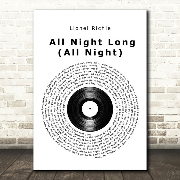 Lionel Richie All Night Long (All Night) Vinyl Record Song Lyric Wall Art Print