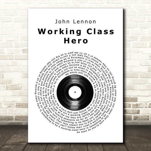 John Lennon Working Class Hero Vinyl Record Song Lyric Wall Art Print