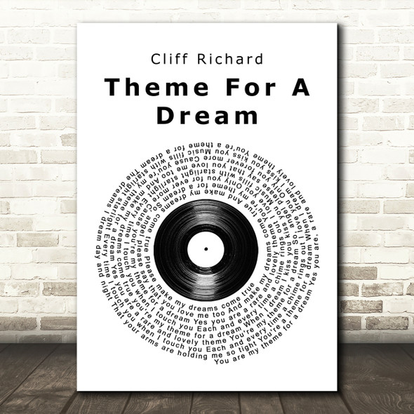 Cliff Richard Theme For A Dream Vinyl Record Song Lyric Wall Art Print