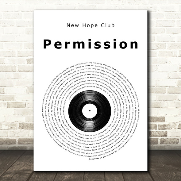 New Hope Club Permission Vinyl Record Song Lyric Wall Art Print