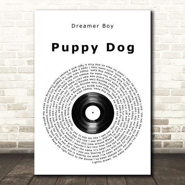 Dreamer Boy Puppy Dog Vinyl Record Song Lyric Wall Art Print