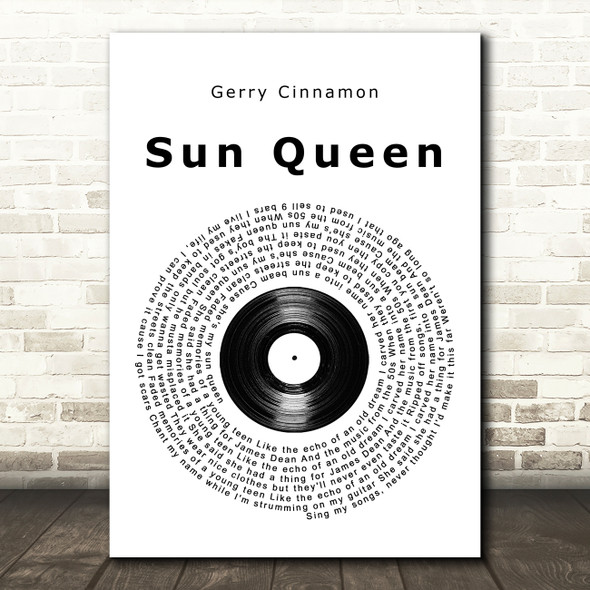 Gerry Cinnamon Sun Queen Vinyl Record Song Lyric Wall Art Print