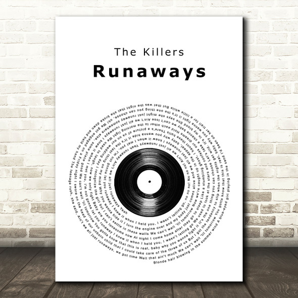 The Killers Runaways Vinyl Record Song Lyric Wall Art Print