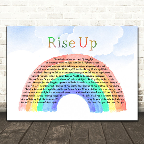 Andra Day Rise Up Watercolour Rainbow & Clouds Song Lyric Wall Art Print