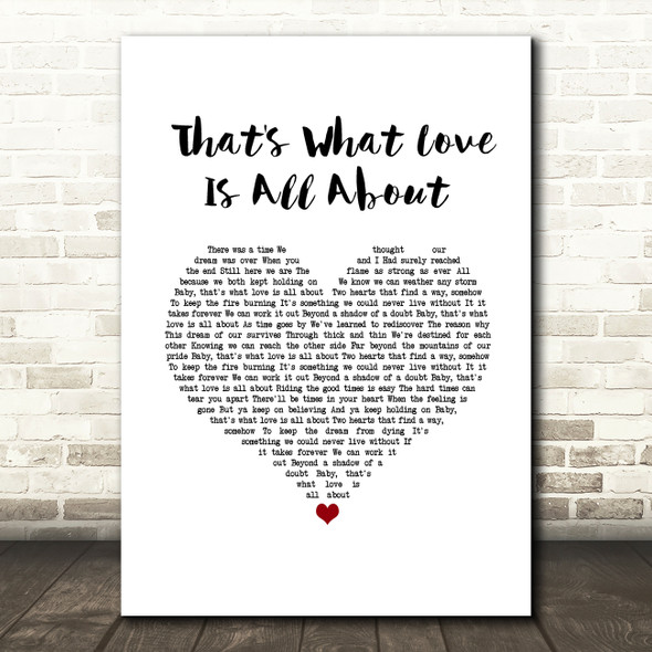 Michael Bolton That's What Love Is All About White Heart Song Lyric Wall Art Print