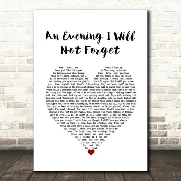 Dermot Kennedy An Evening I Will Not Forget White Heart Song Lyric Wall Art Print