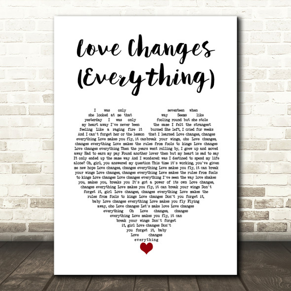 Climie Fisher Love Changes (Everything) White Heart Song Lyric Wall Art Print