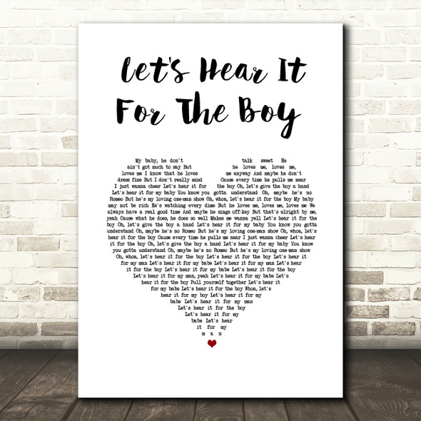 Deniece Williams Let's Hear It For The Boy White Heart Song Lyric Wall Art Print