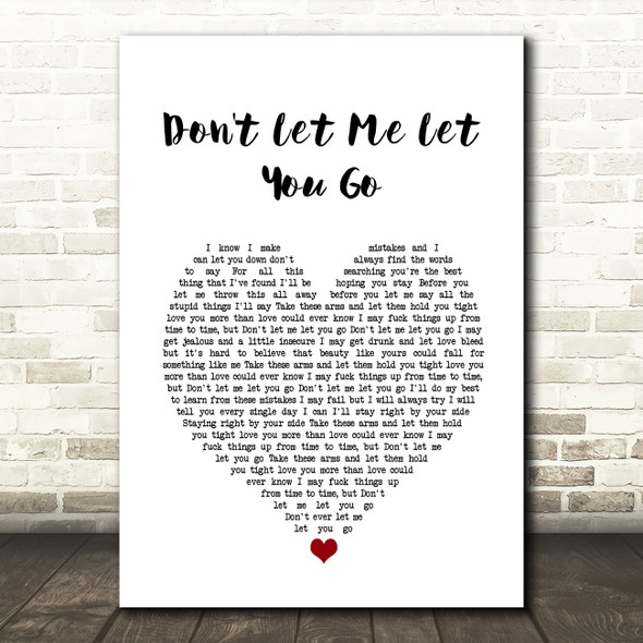 Jamie Lawson Don't Let Me Let You Go White Heart Song Lyric Wall Art Print