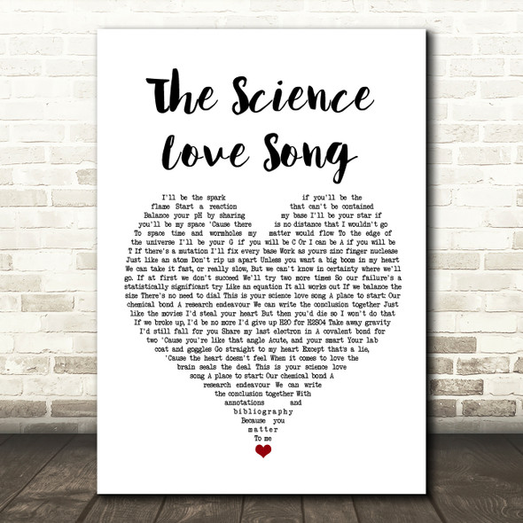 ASAP Science The Science Love Song White Heart Song Lyric Wall Art Print