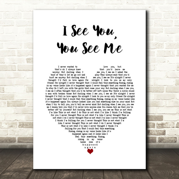 The Magic Numbers I See You, You See Me White Heart Song Lyric Wall Art Print