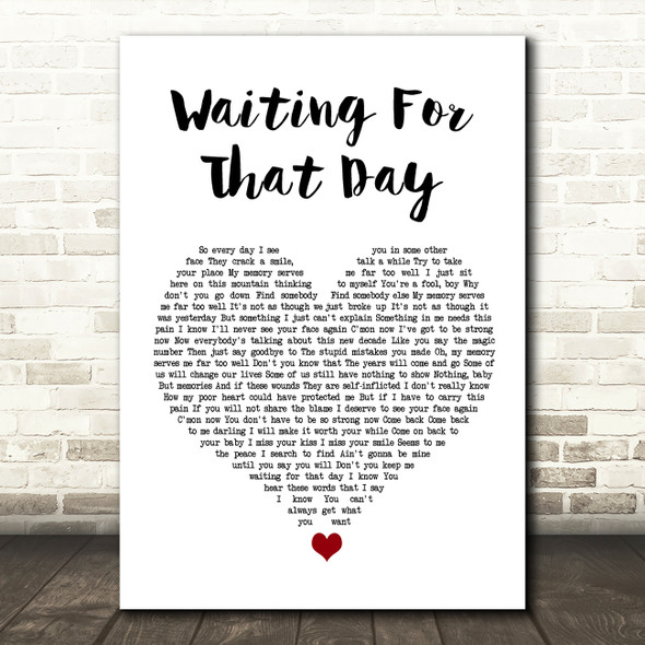 George Michael Waiting For That Day White Heart Song Lyric Wall Art Print