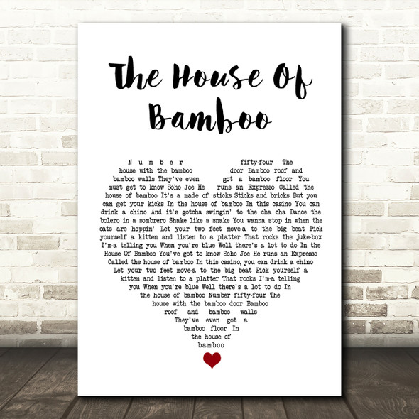 Andy Williams The House Of Bamboo White Heart Song Lyric Wall Art Print