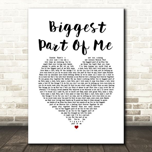 Ambrosia Biggest Part Of Me White Heart Song Lyric Wall Art Print