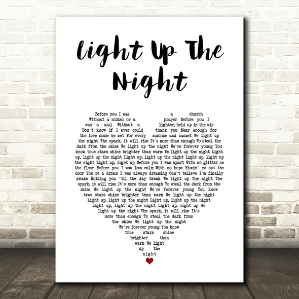 Boyzone Light Up The Night White Heart Song Lyric Wall Art Print