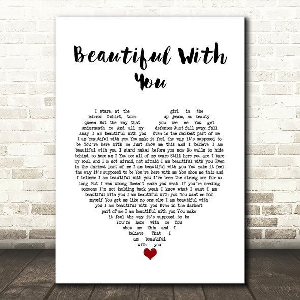 Halestorm Beautiful With You White Heart Song Lyric Wall Art Print