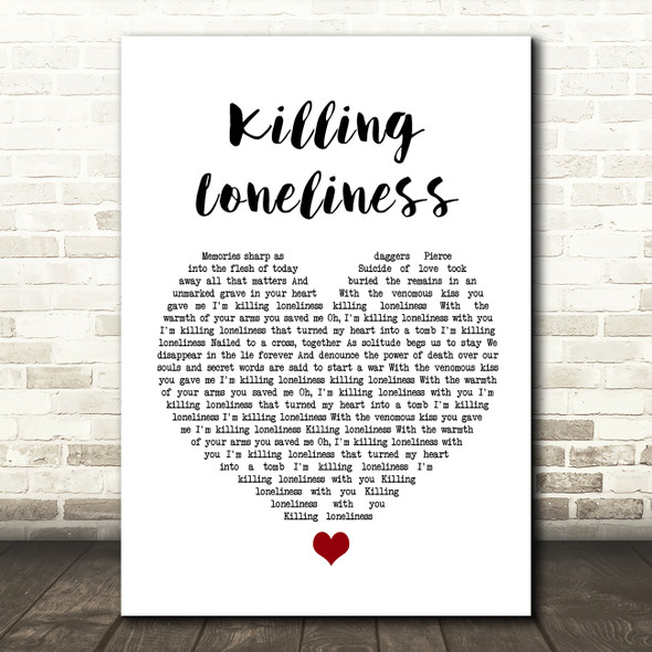 HIM Killing Loneliness White Heart Song Lyric Wall Art Print