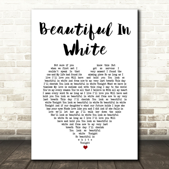 Shane Filan Beautiful In White White Heart Song Lyric Wall Art Print