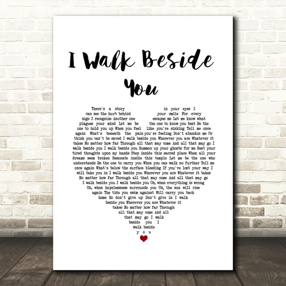Dream Theater I Walk Beside You White Heart Song Lyric Wall Art Print
