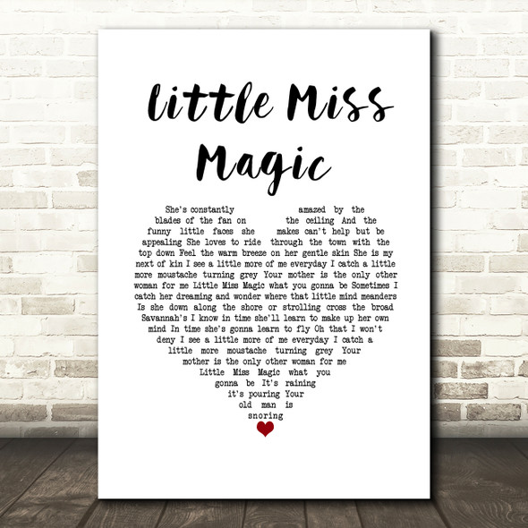 Jimmy Buffett Little Miss Magic White Heart Song Lyric Wall Art Print