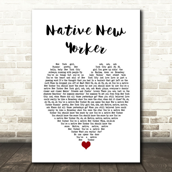 Odyssey Native New Yorker White Heart Song Lyric Wall Art Print