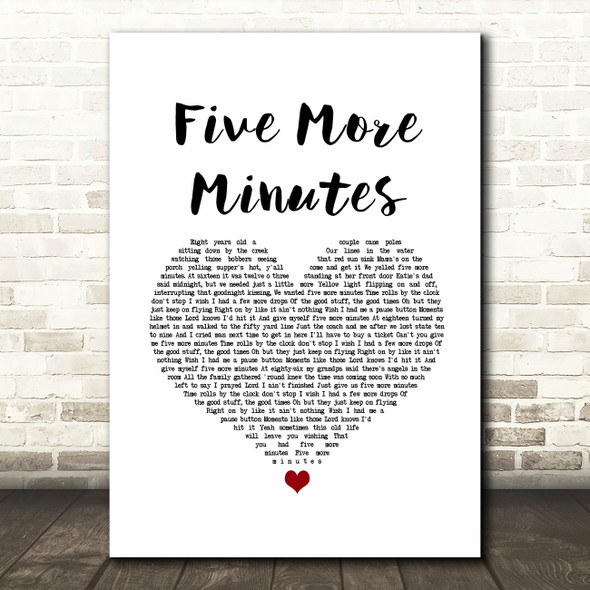 Scotty McCreery Five More Minutes White Heart Song Lyric Wall Art Print