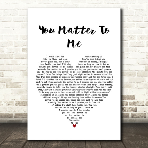 Drew Gehling & Jessie Mueller You Matter To Me White Heart Song Lyric Wall Art Print