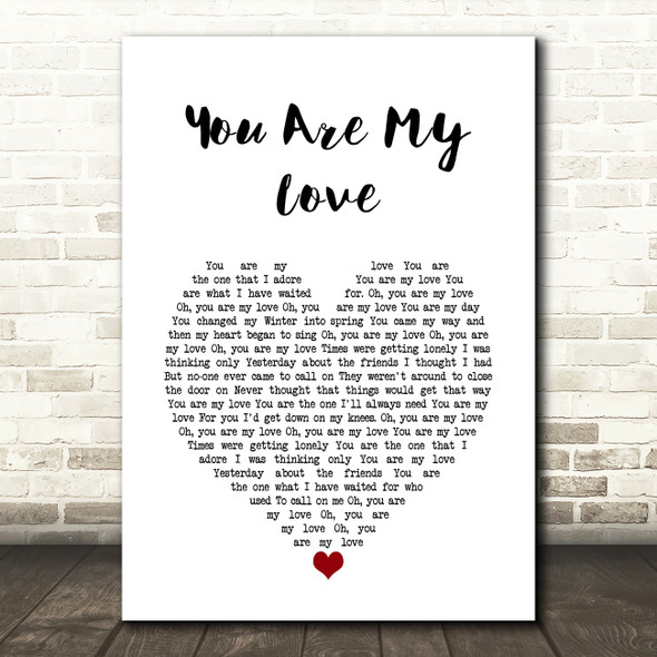 Liverpool Express You Are My Love White Heart Song Lyric Wall Art Print