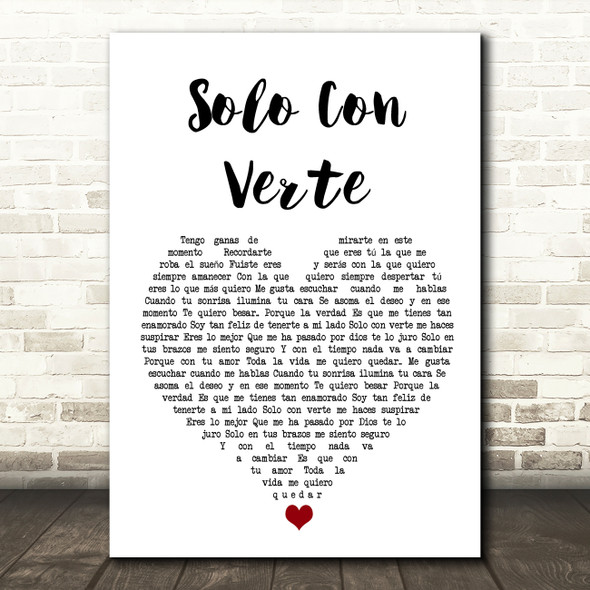 Banda MS Solo Con Verte White Heart Song Lyric Wall Art Print