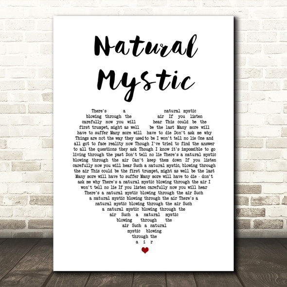 Bob Marley Natural Mystic White Heart Song Lyric Wall Art Print