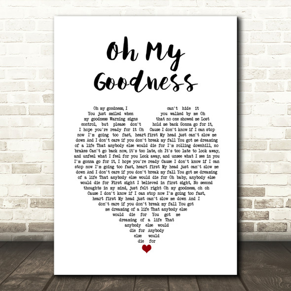 Olly Murs Oh My Goodness White Heart Song Lyric Wall Art Print