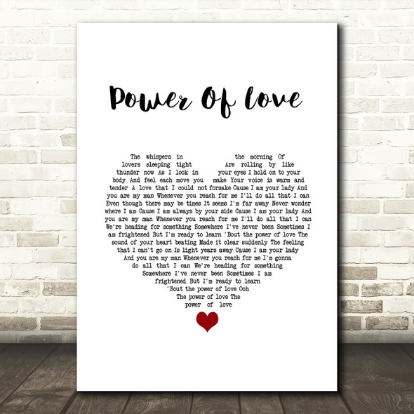 Jennifer Rush Power Of Love White Heart Song Lyric Wall Art Print