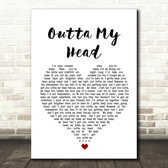 Khalid & John Mayer Outta My Head White Heart Song Lyric Wall Art Print