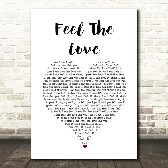 Rudimental Feel The Love White Heart Song Lyric Wall Art Print